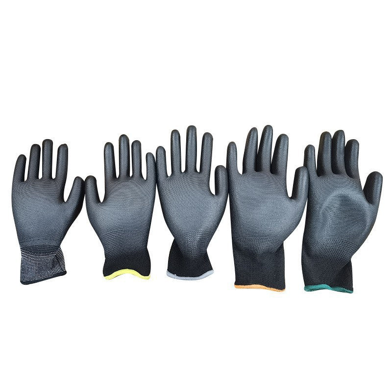 13-gauge nylon glove with black PU coated palm