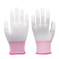 White nylon work glove with PU coated fingers