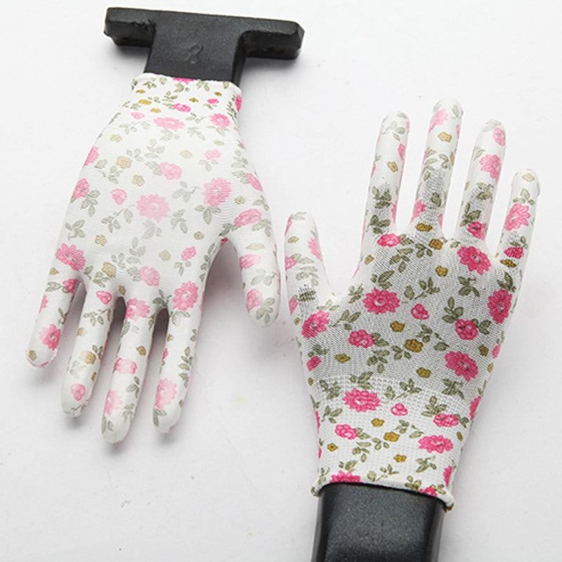 Printed PU palm coated work glove
