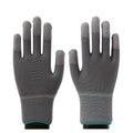 Gray nylon work glove with PU coated fingers