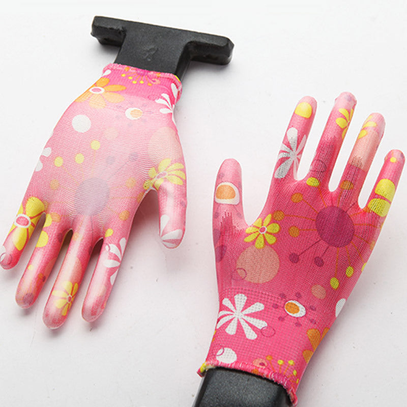 Printed PU palm coated work glove