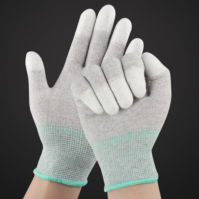 Carbon fiber textile glove with PU coated fingers
