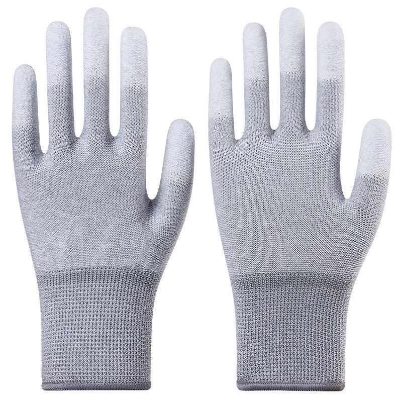 Carbon fiber textile glove with PU coated fingers