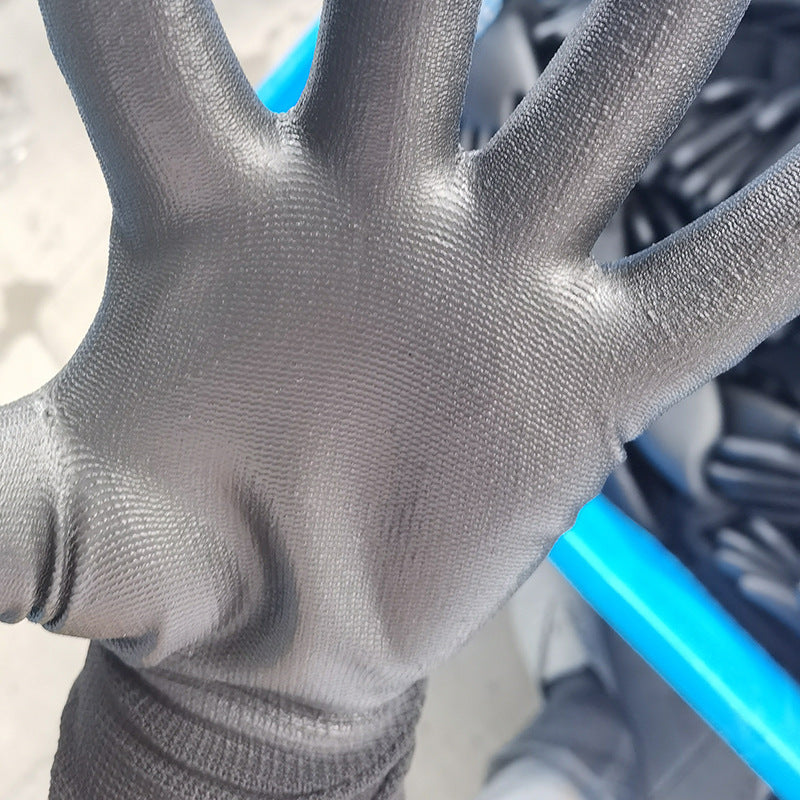 13-gauge nylon glove with black PU coated palm