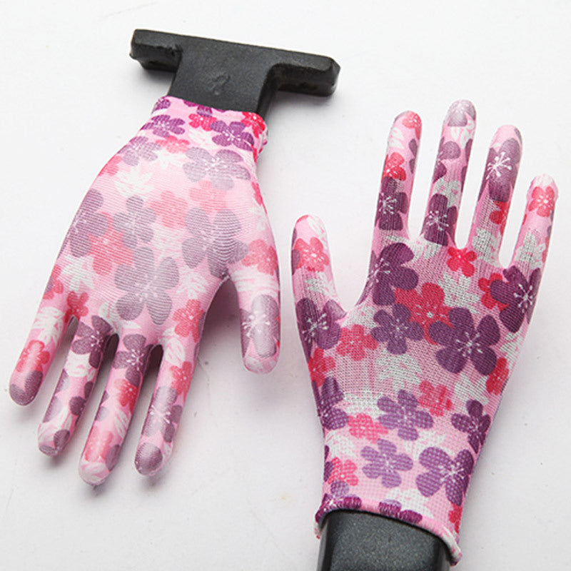 Printed PU palm coated work glove