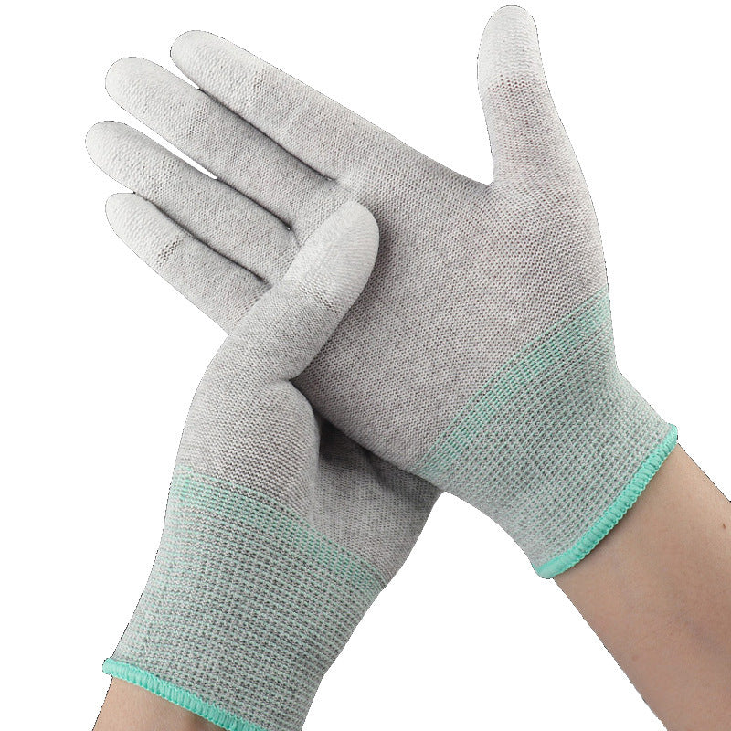 Carbon fiber textile glove with PU coated fingers