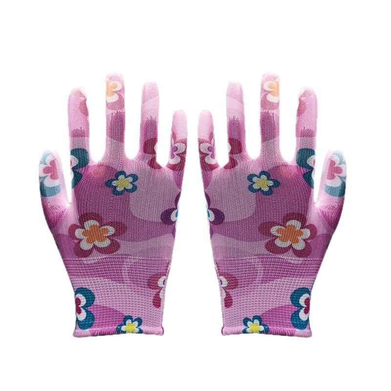 Printed PU palm coated work glove